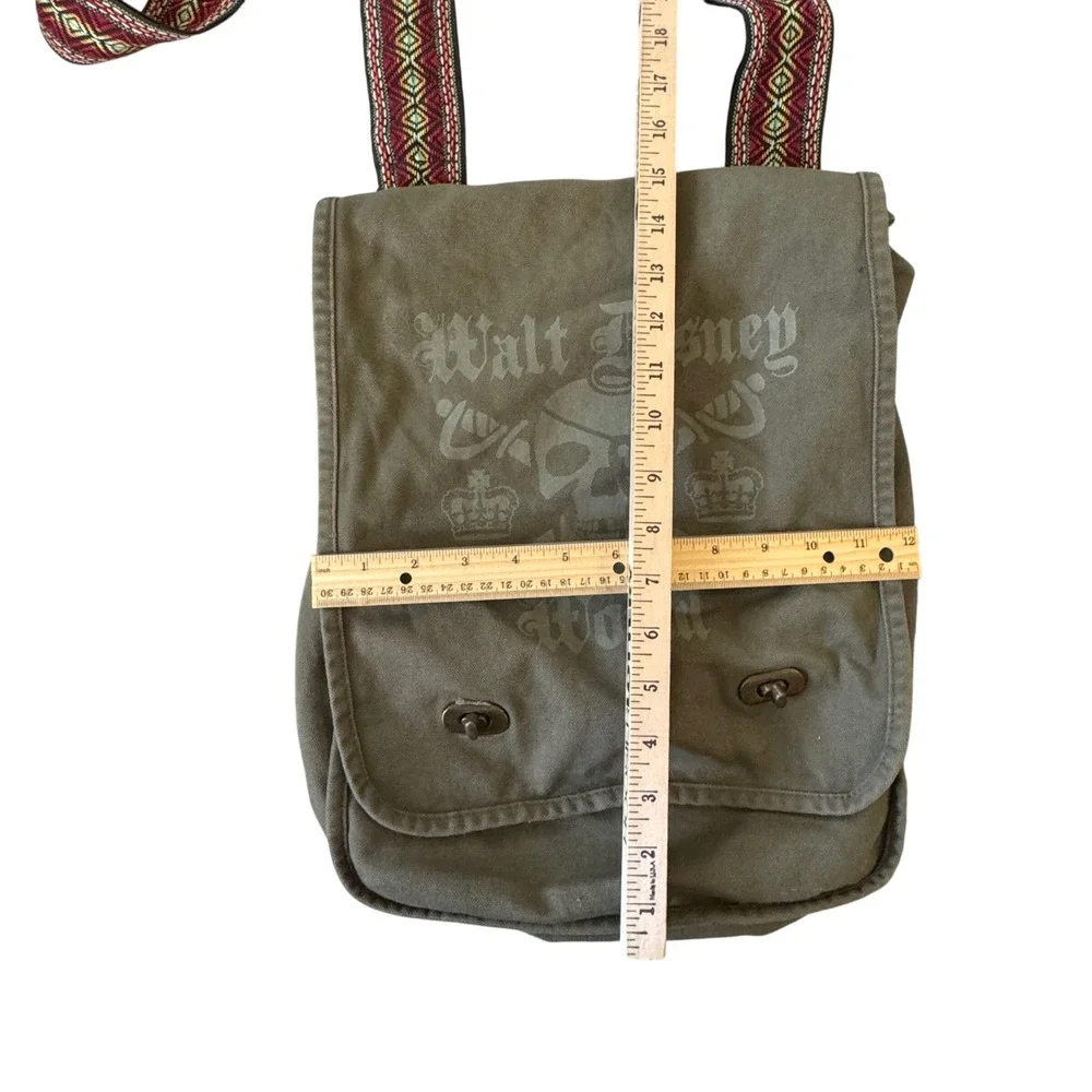 Vtg Walt Disney World Pirates Caribbean Canvas Messenger Bag Green Crossbody